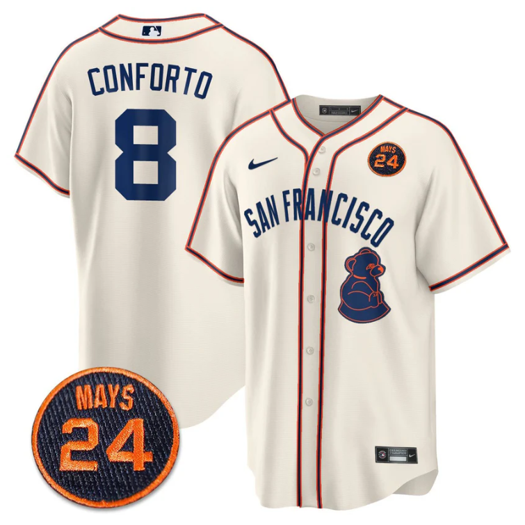 Michael Conforto Jersey #8 San Francisco Giants #24 Willie Mays Patch 2024 Premier Cream
