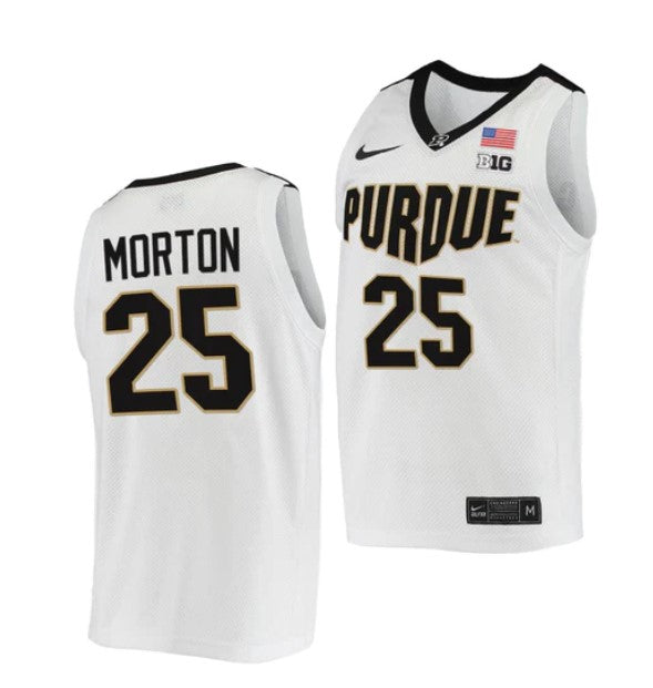 Men's #25 Ethan Morton Jersey Purdue Boilermakers College Basketball Jerseys White 2022