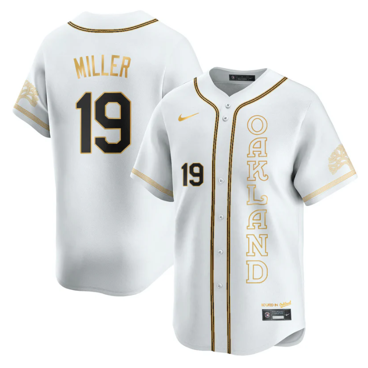 Mason Miller Jersey #19 Oakland Athletics City Connect Concept Stitched White Gold