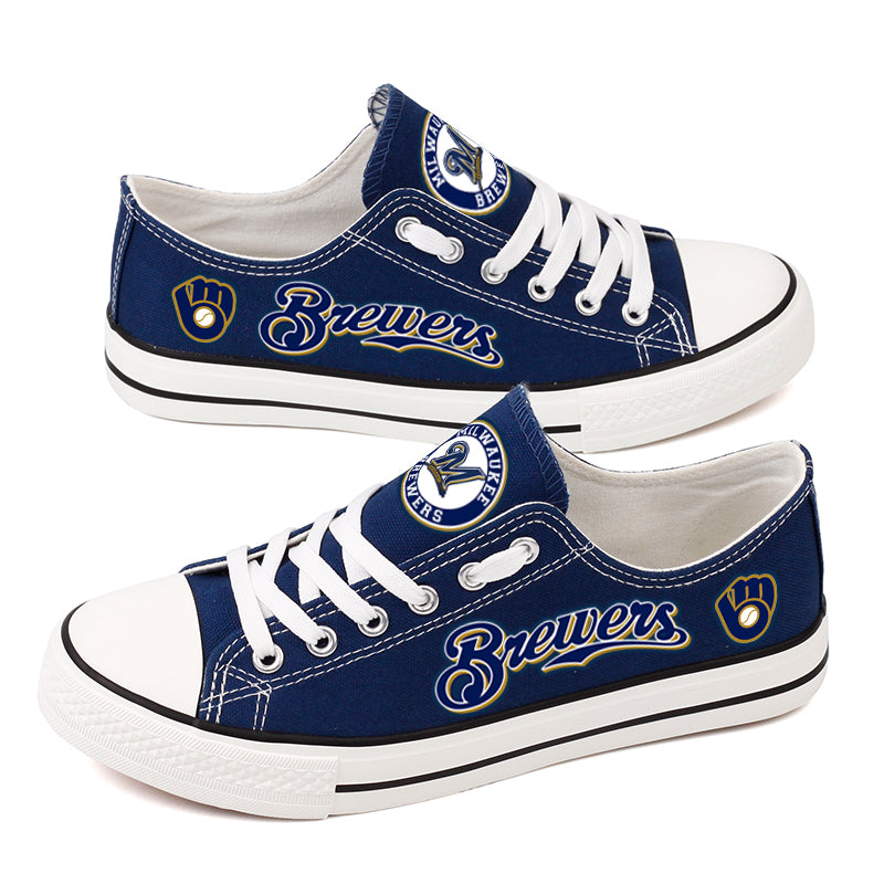 Milwaukee Brewers Limited Print MLB Baseball Fans Low Top Canvas Shoes Sport Sneakers T-DAC182L