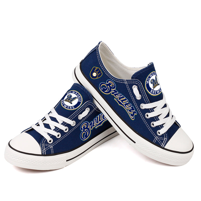 Milwaukee Brewers Limited Print MLB Baseball Fans Low Top Canvas Shoes Sport Sneakers T-DAC182L