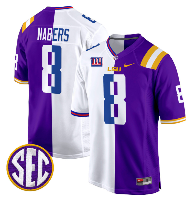 Malik Nabers Jersey #8 LSU Tiger Split Game College Football All Stitched