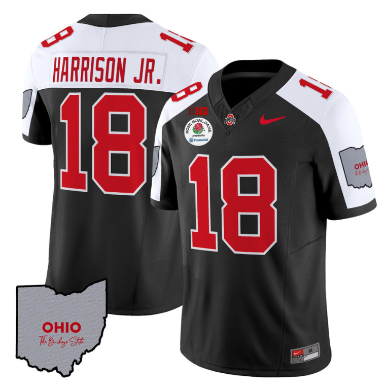 Marvin Harrison Jr Jersey #18 Ohio State Rose Bowl Football V3 Black Alternate