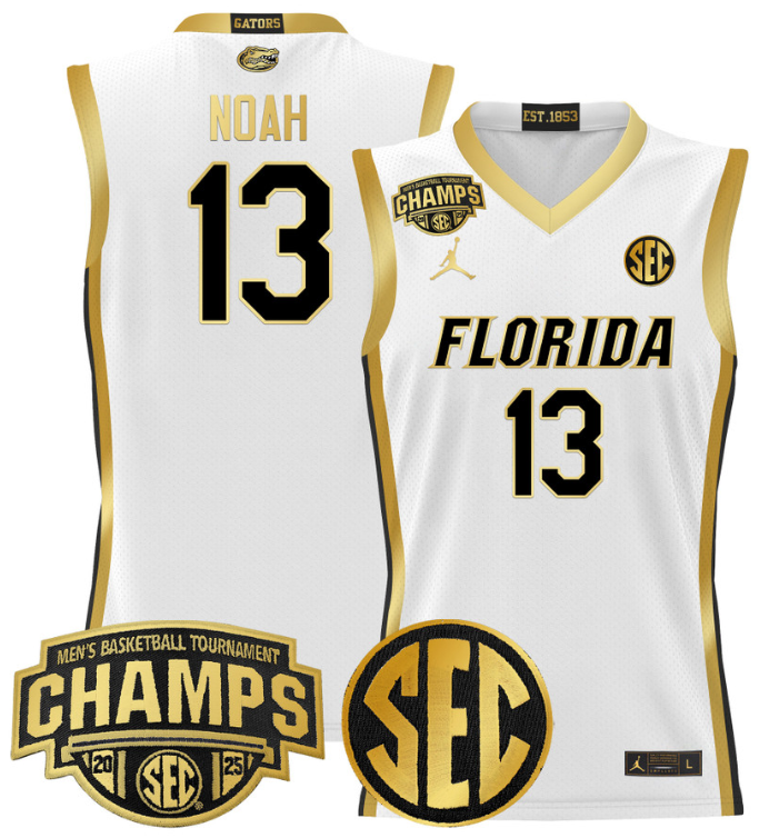 Men Joakim Noah Jersey #13 Florida Gators 2025 SEC Champions Stitched White