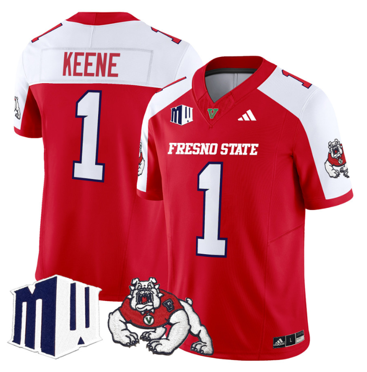 Mikey Keene Jersey #1 Fresno State Bulldogs 2024 Stitched Red Alternate