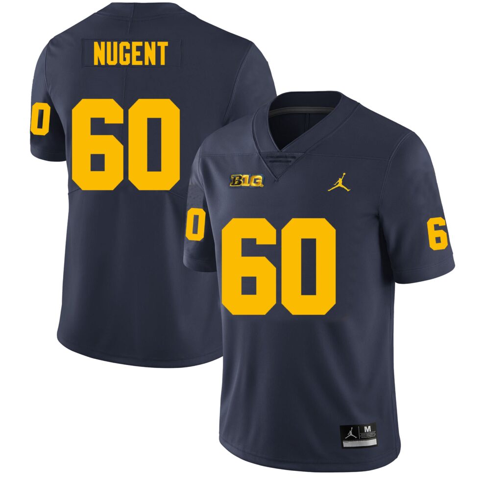 Michigan Wolverines Drake Nugent Jersey #60 College Football Game Navy