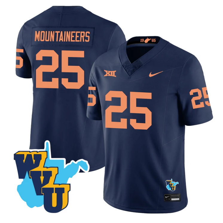 Mountaineers Jersey #25 West Virginia Mountaineers 1965-2025 Throwback Navy