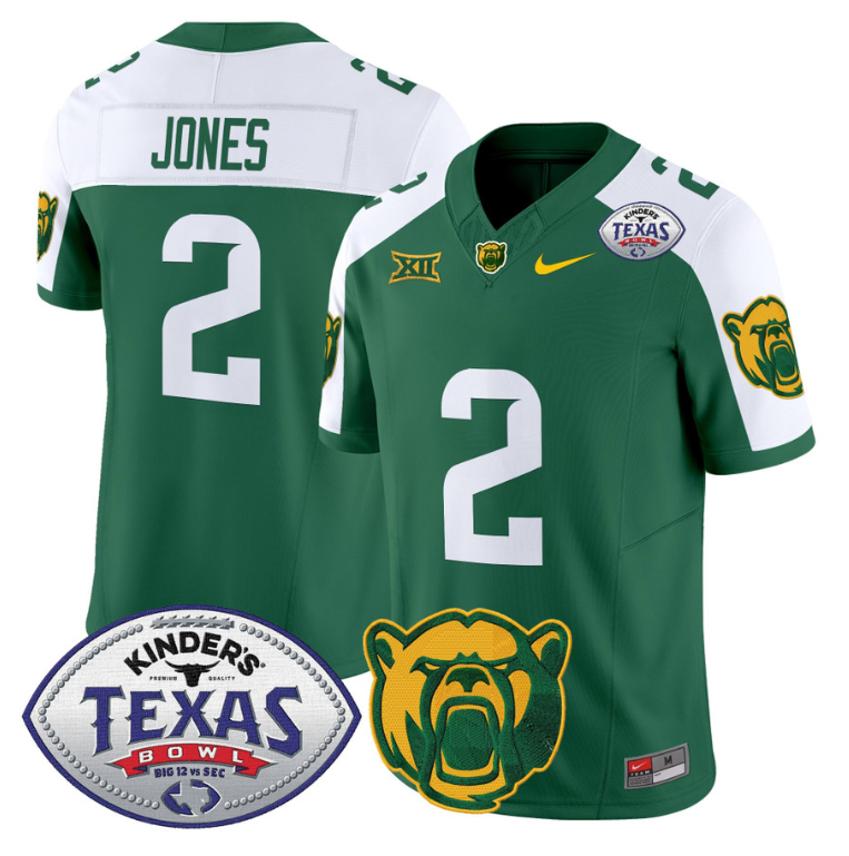 Matt Jones Jersey #2 Baylor Bears 2024 Texas Bowl Football Green Alternate