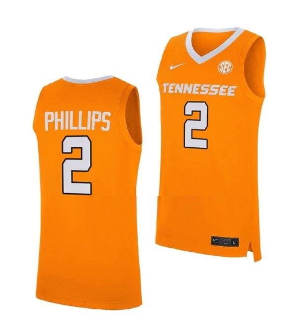 Men's #2 Julian Phillips Jersey Tennessee Volunteers College Basketball Jerseys Orange