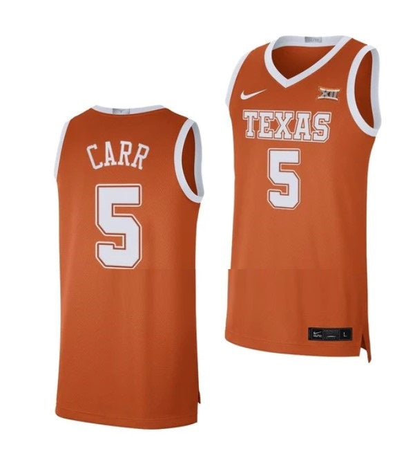 Men's #5 Marcus Carr Jersey Texas Longhorns College Basketball Jerseys Orange Limited