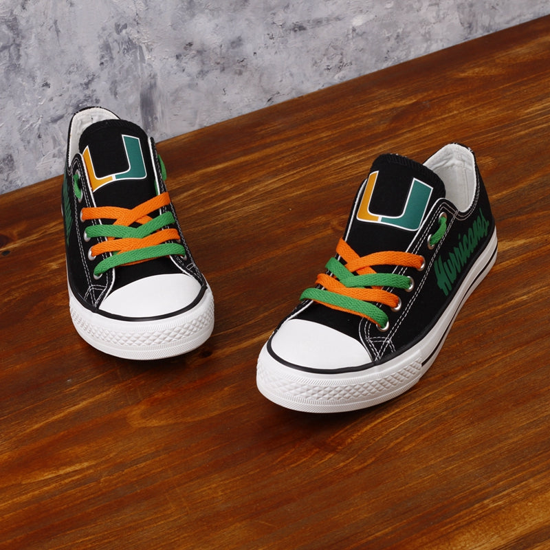 Miami Hurricanes Limited Print NCAA College Students Low Top Canvas Shoes Sport Sneakers