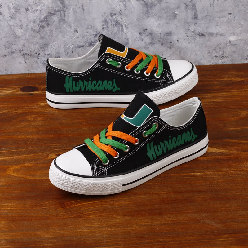 Miami Hurricanes Limited Print NCAA College Students Low Top Canvas Shoes Sport Sneakers