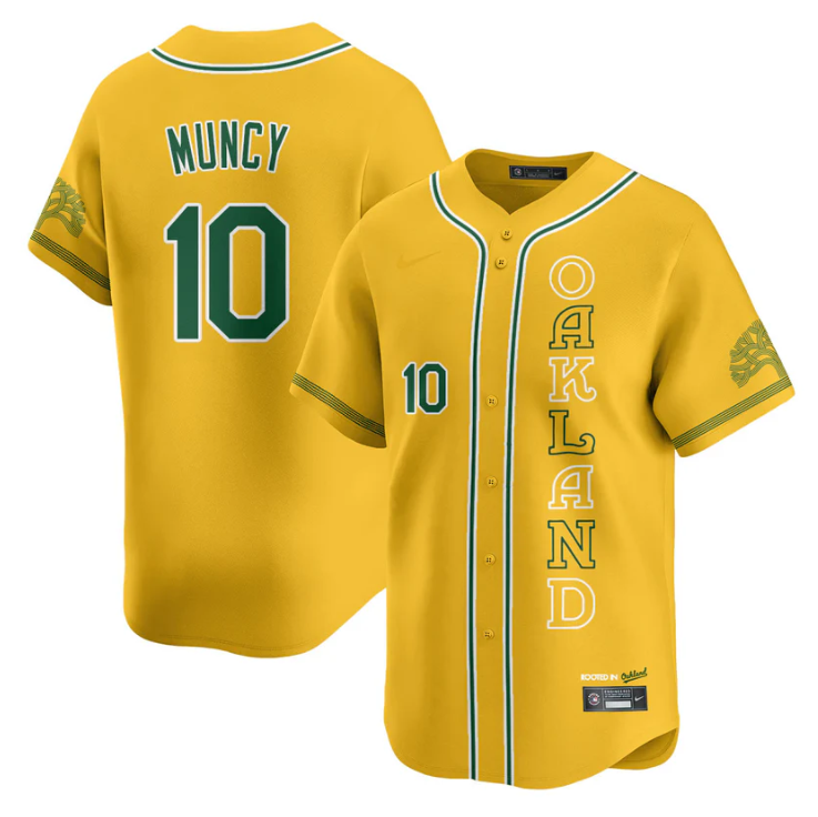Max Muncy Jersey #10 Oakland Athletics City Connect Concept Stitched Yellow