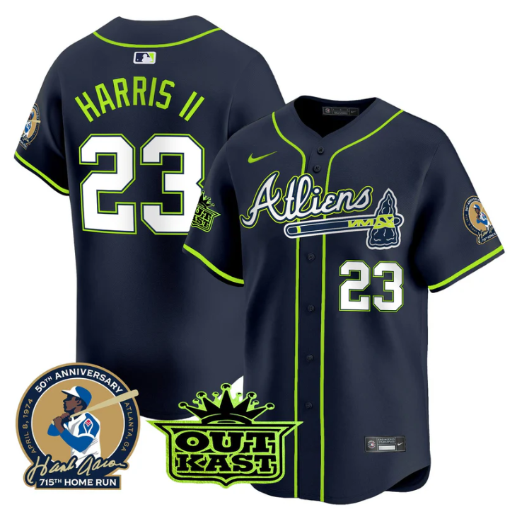 Michael Harris II Jersey #23 Atlanta Braves Atliens Hank Aaron Patch Limited Stitched