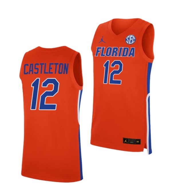 #12 Colin Castleton Jersey Florida Gators College Basketball Jerseys Orange