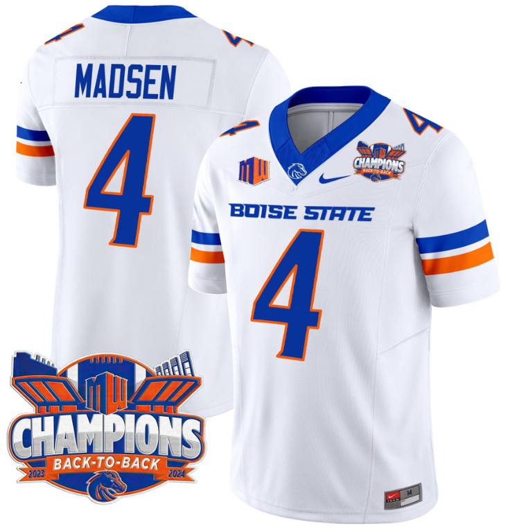 Maddux Madsen Jersey #4 Boise State Broncos Back To Back Champions White