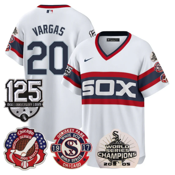 Miguel Vargas Jersey #20 Chicago White Sox 125th Anniversary World Series Champions White 1983