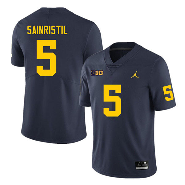 Michigan Wolverines Mike Sainristil Jersey #5 College Football Game Navy