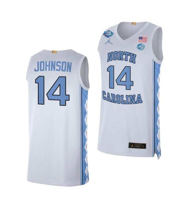 Men's #14 Puff Johnson Jersey North Carolina Tar Heels College Basketball Jerseys White