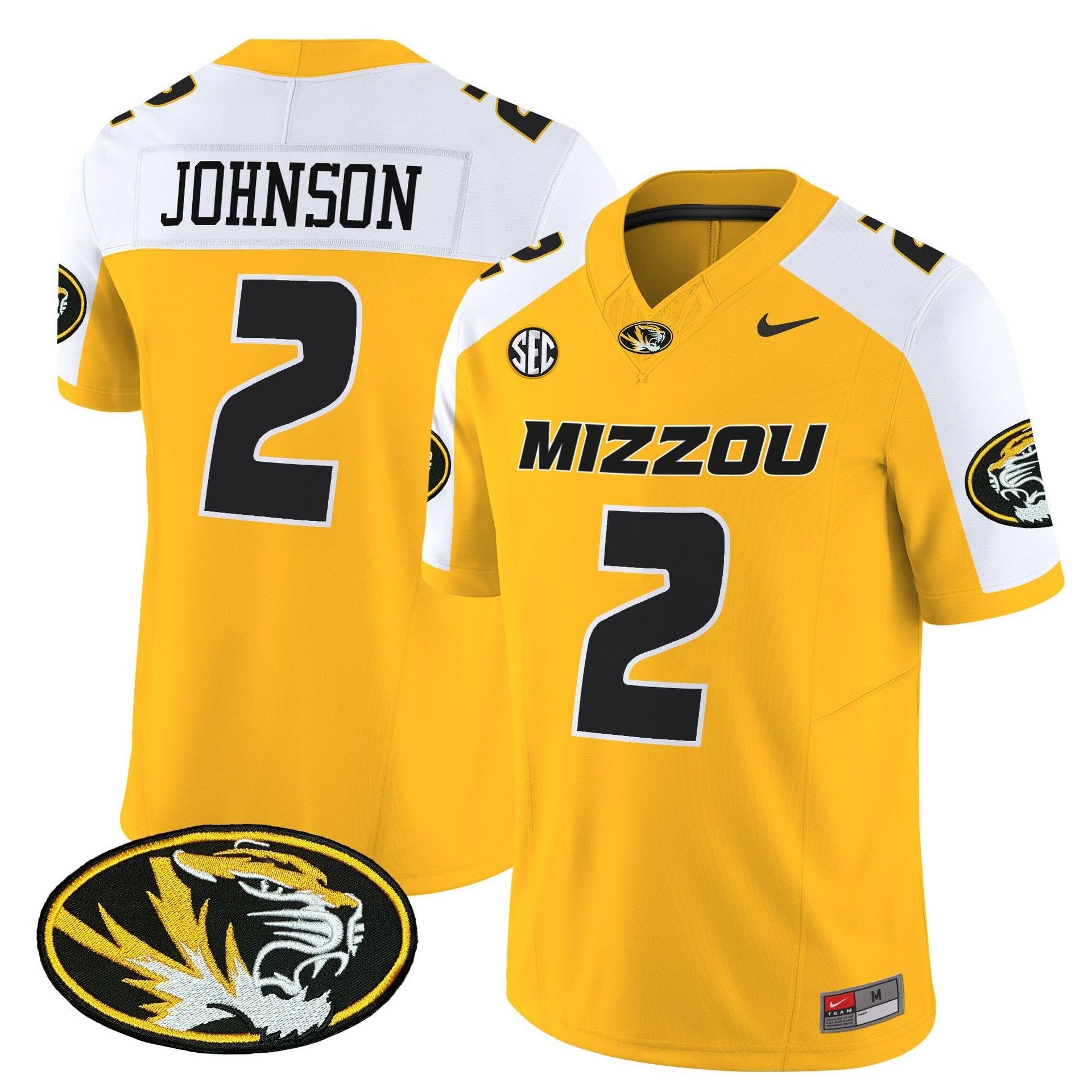 Marquis Johnson Jersey #2 Missouri Tigers 2025 Vapor Limited Stitched Gold Alter