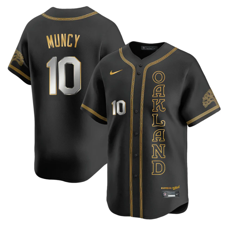 Max Muncy Jersey #10 Oakland Athletics City Connect Concept Stitched Black Gold