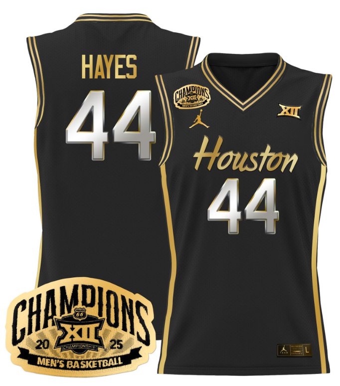 Men Elvin Hayes Jersey #44 Houston Cougar 2025 Big 12 Champions Black Gold