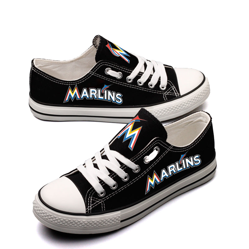 Miami Marlins Limited Print MLB Baseball Fans Low Top Canvas Shoes Sport Sneakers T-DJ112H