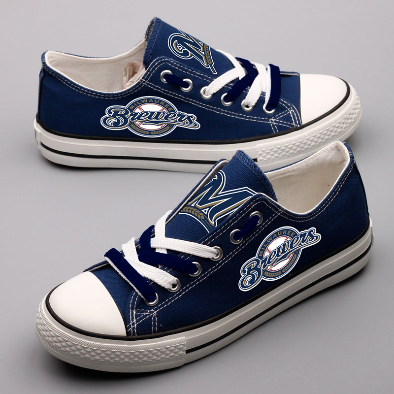 Milwaukee Brewers Limited Print MLB Baseball Fans Low Top Canvas Shoes Sport Sneakers T-DAC132L