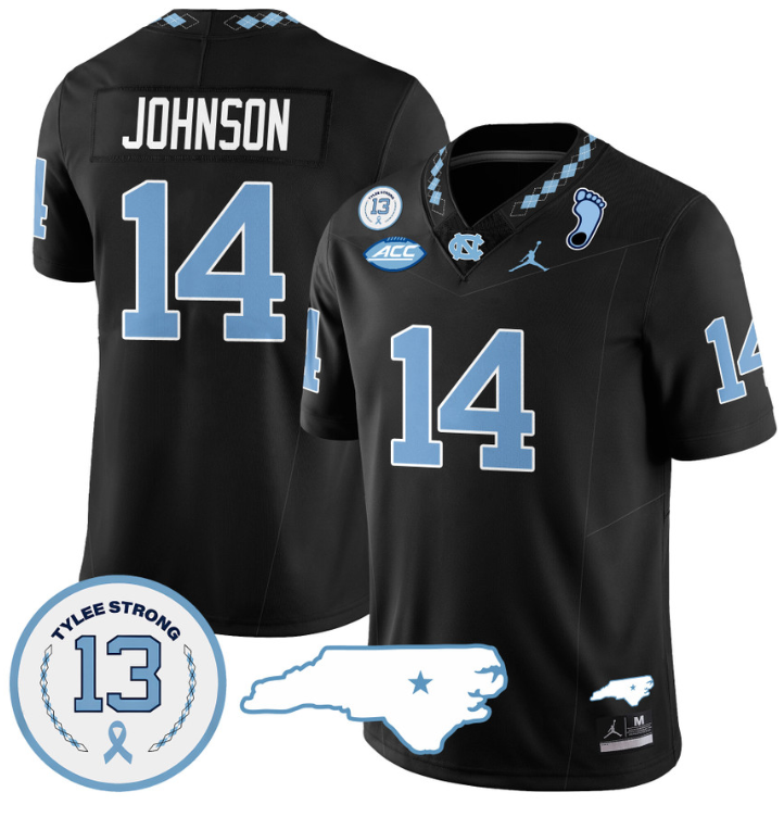 Max Johnson Jersey #14 North Carolina Tar Heels Vapor College Football Stitched Black