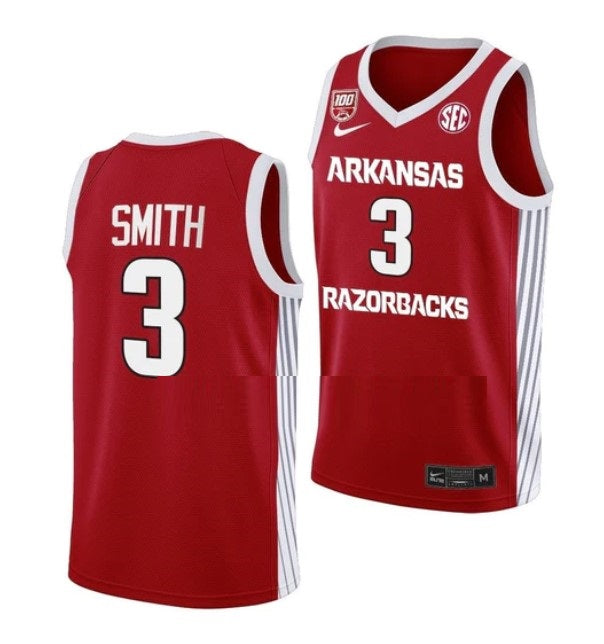 #3 Nick Smith Jersey Arkansas Razorbacks College Basketball Jerseys Red