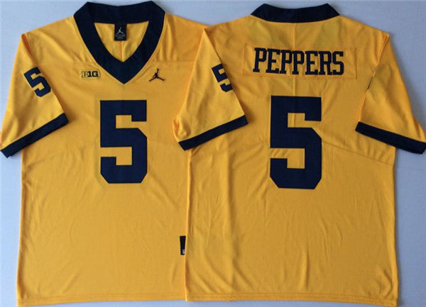 Michigan Wolverines Jabrill Peppers Jersey #5 College Football Game Yellow
