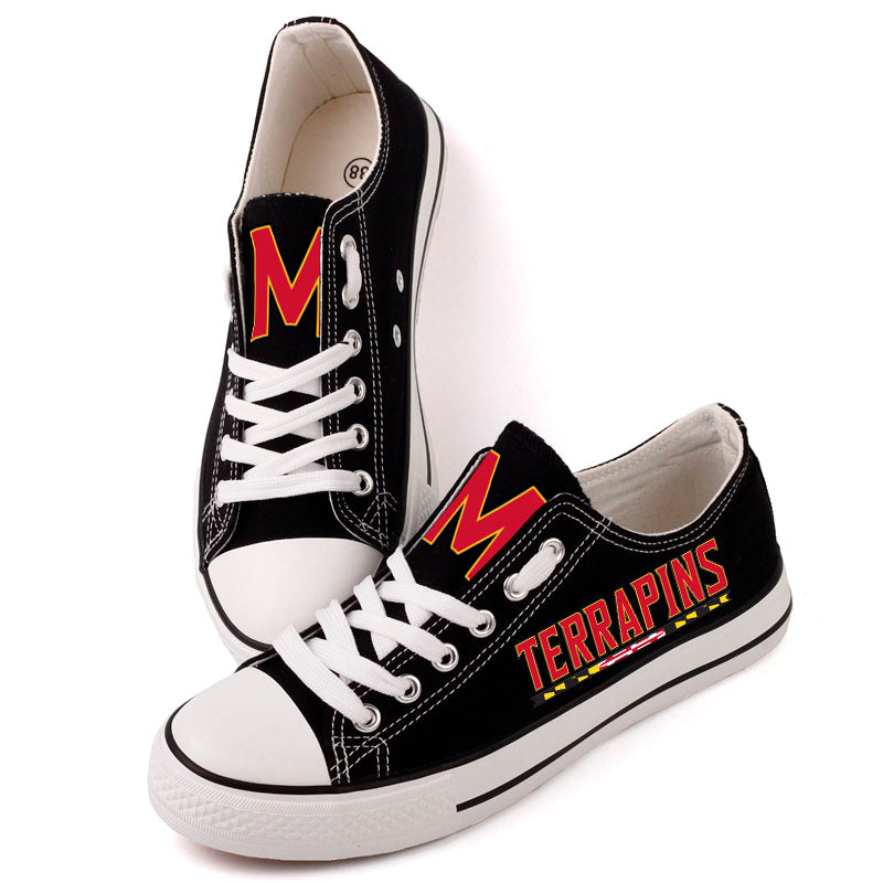 Maryland Terrapins Limited Print NCAA College Students Low Top Canvas Shoes Sport Sneakers