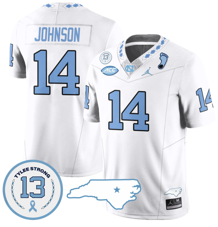 Max Johnson Jersey #14 North Carolina Tar Heels Vapor College Football Stitched White