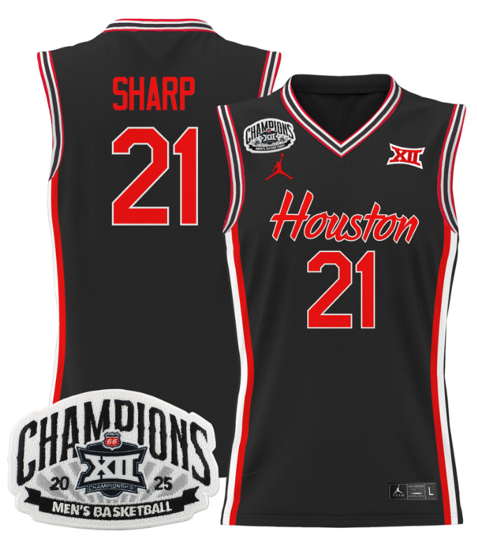 Men Emanuel Sharp Jersey #21 Houston Cougar 2025 Big 12 Champions Black