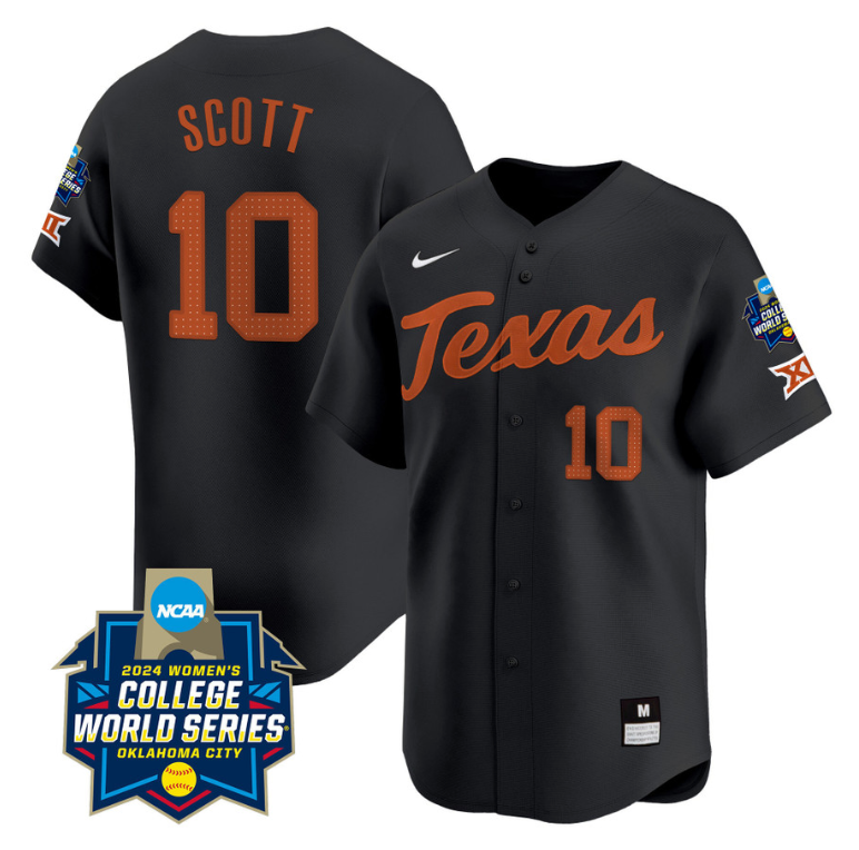 Mia Scott Jersey #10 Texas AM Aggies 2024 College World Series Patch Vapor Premier Limited NCAA Baseball Stitched Black