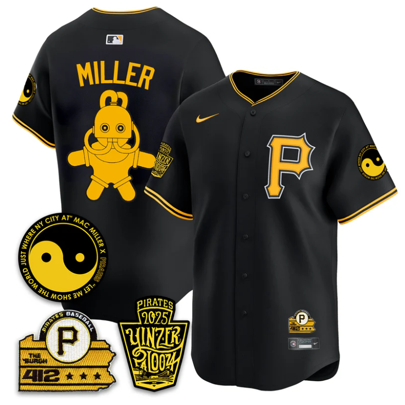 Mac Miller Jersey Pittsburgh Pirates Yinzerpalooza 2025 Stitched Black