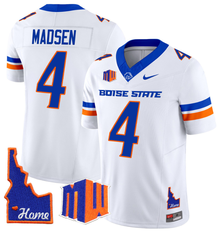 Maddux Madsen Jersey #4 Boise State Broncos 2024 Map Patch Vapor Football Black