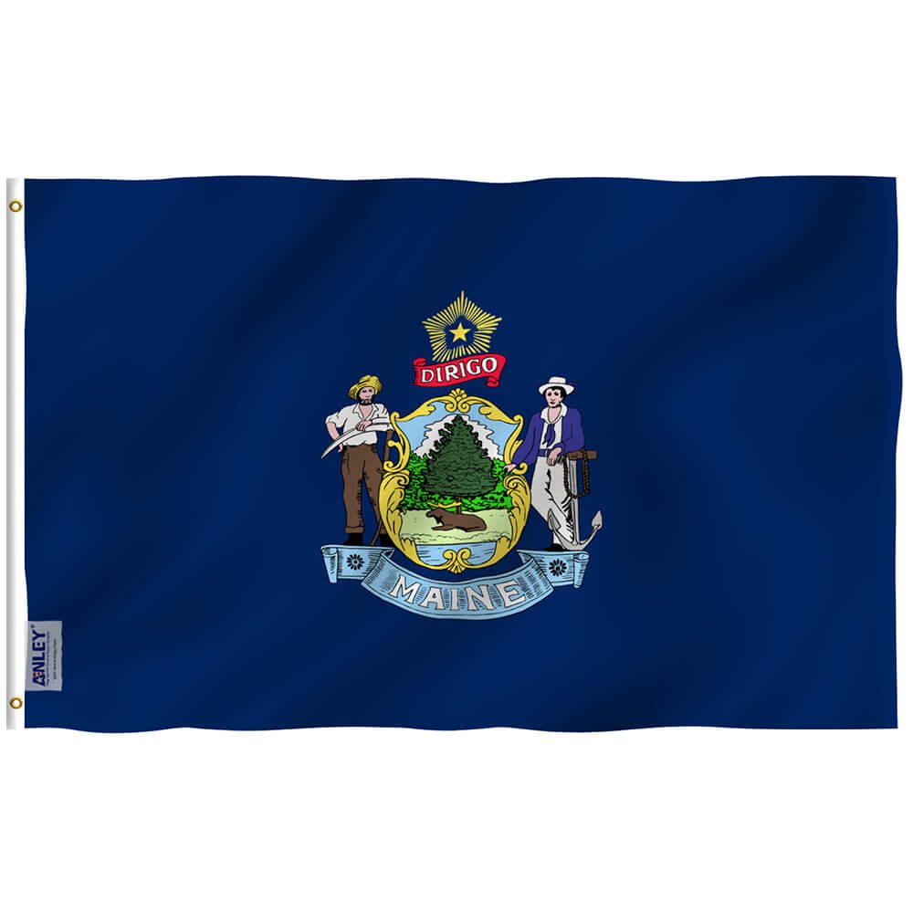 Maine State Flag - Maine ME Flag Polyester with Brass Grommets 3X5Ft Banner USA