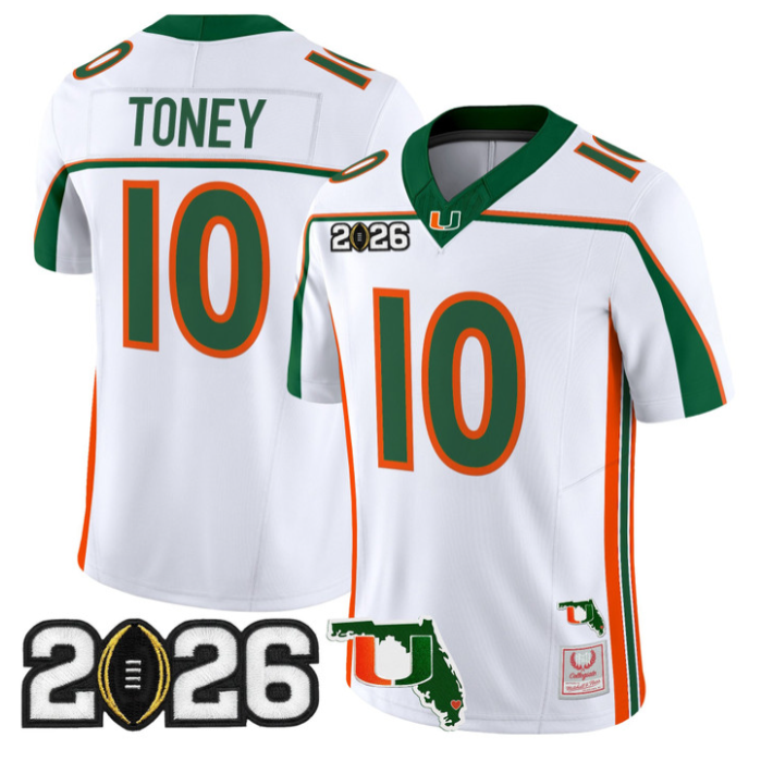 Malachi Toney Jersey #1 Miami Hurricanes Throwback 2026 CFP Final Florida Patch