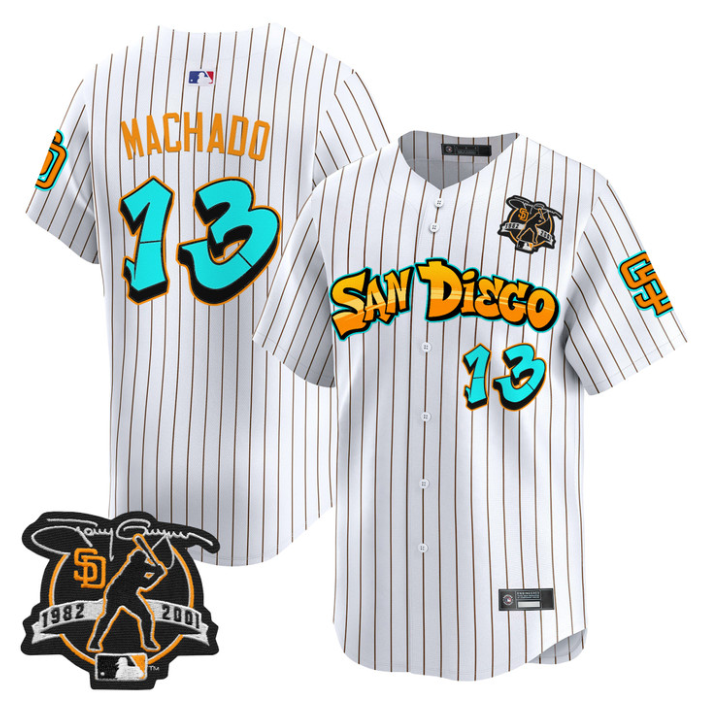 Manny Machado Jersey #13 San Diego Padres Graffiti Barrio Edition Stitched Stripes