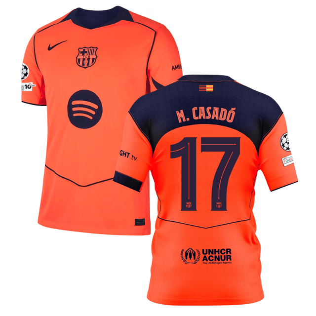 Marc Casadó 17 Barcelona 2025-26 Third Match Jersey – Orange