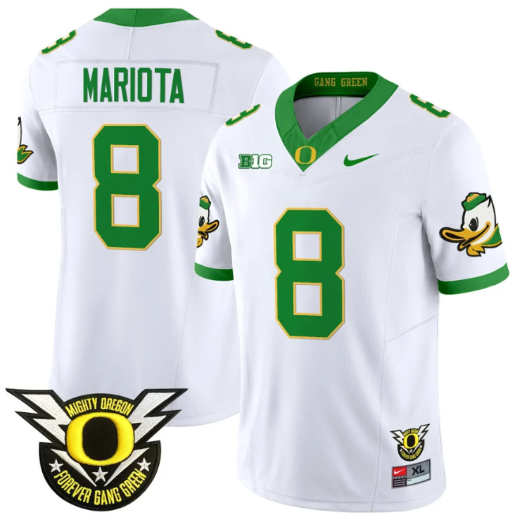 Marcus Mariota Jersey #8 Oregon Duck Forever Gang Green Football White