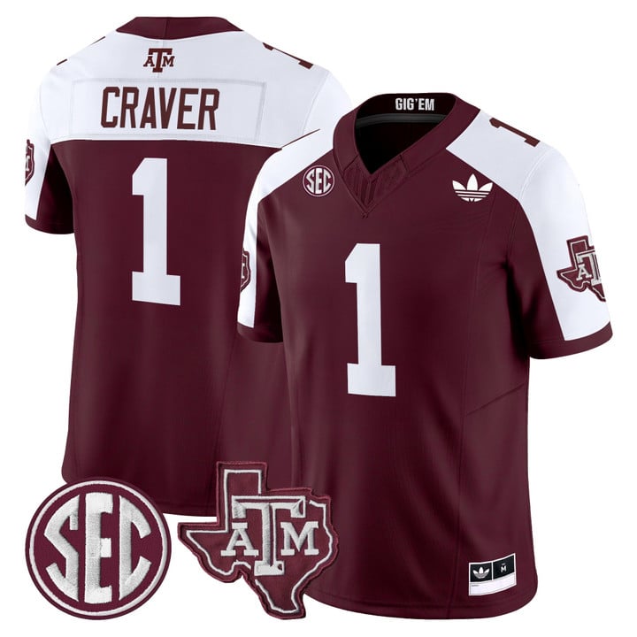 Mario Craver Jersey #1 Texas A&M Aggies 2025 Vapor V2 Stitched