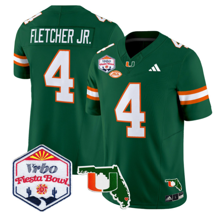 Mark Fletcher Jr Jersey #4 Miami Hurricanes 2026 Fiesta Bowl Florida Green