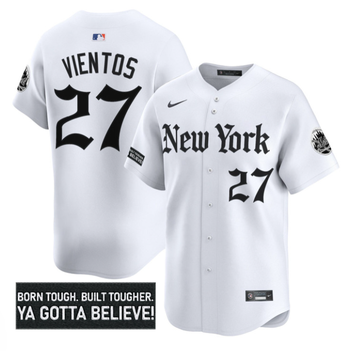 Mark Vientos Jersey #27 New York Mets Gothic Borough Edition Stitched White
