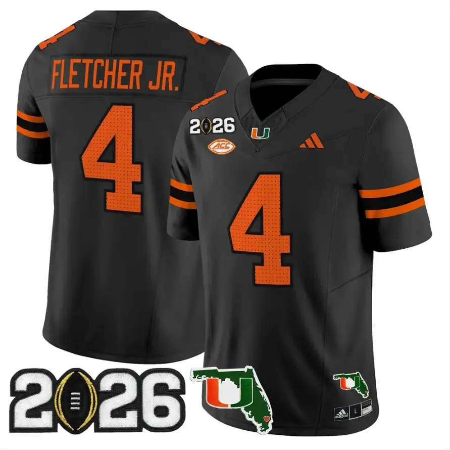 Mark Fletcher Jr Jersey #4 Miami Hurricanes 2026 CFP Final Stitched