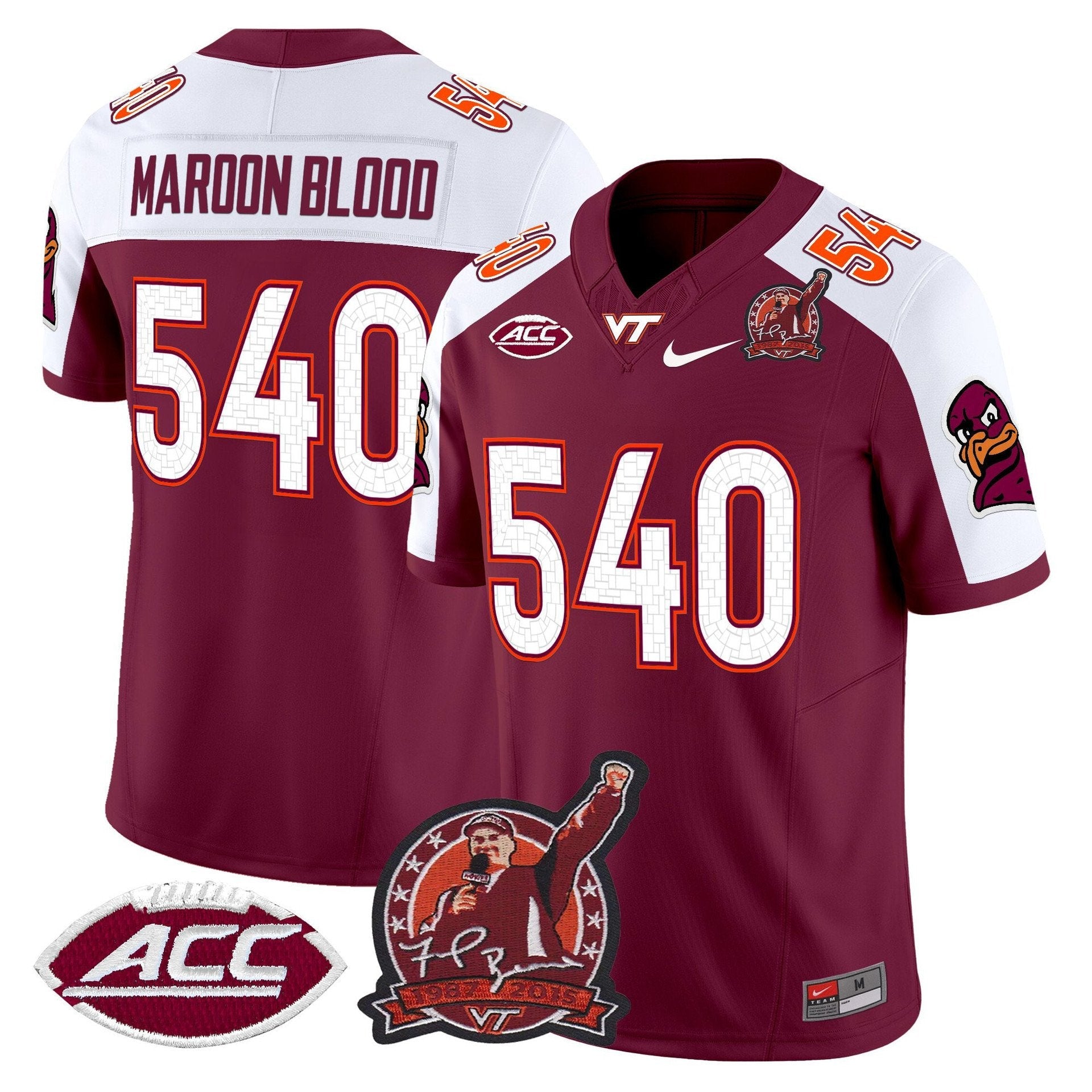 Maroon Blood Jersey #540 Virginia Tech Hokies Coach Frank Beamer 2025 Maroon Alter