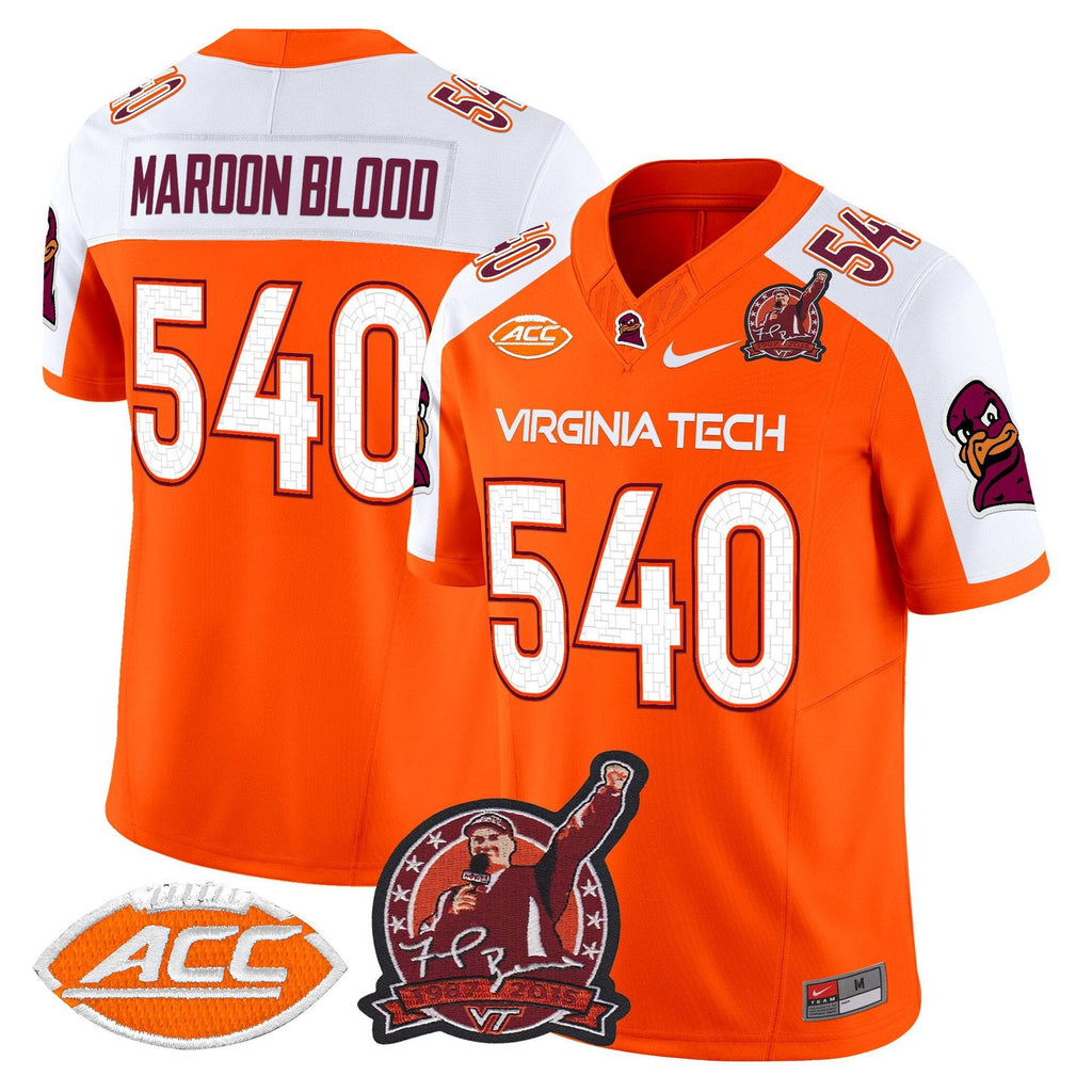 Maroon Blood Jersey #540 Virginia Tech Hokies Coach Frank Beamer 2025 Orange Alter