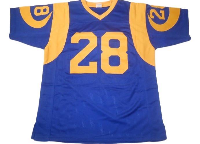 Marshall Faulk CUSTOM STITCHED Unsigned Football Jersey Blue