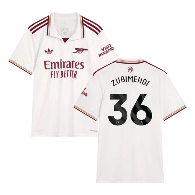 Martin Zubimendi #36 Arsenal 2025-26 Third Jersey – Cream